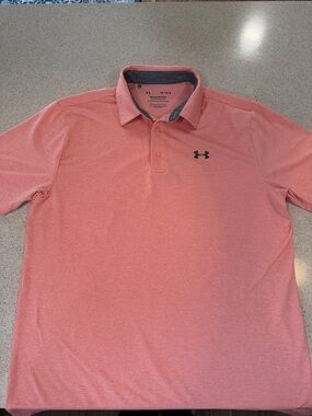 Under Armour Playoff Polo Men’s Large Pink Golf Shirt Performance Loose Fit
